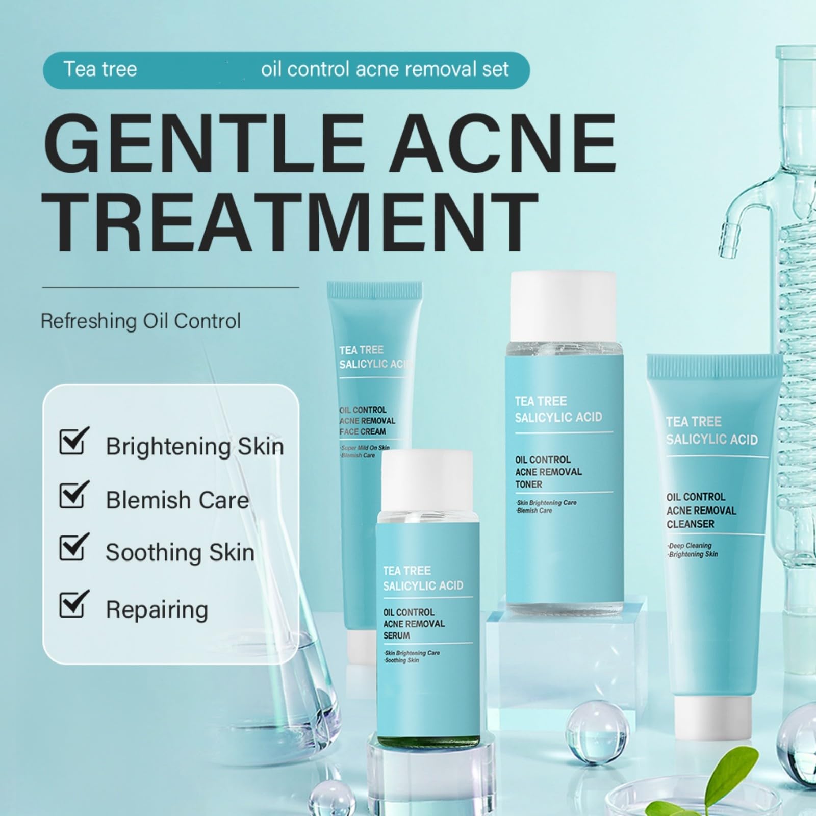 洗顔料 TER TREE ACNE CONTROL KIT Tea Tree Acne Skin Care Kit, Acne Skin Care Set for Oily Skin, 4